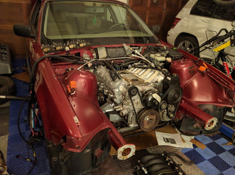 Illustration for article titled The engine and trans are in the ls1 e36!